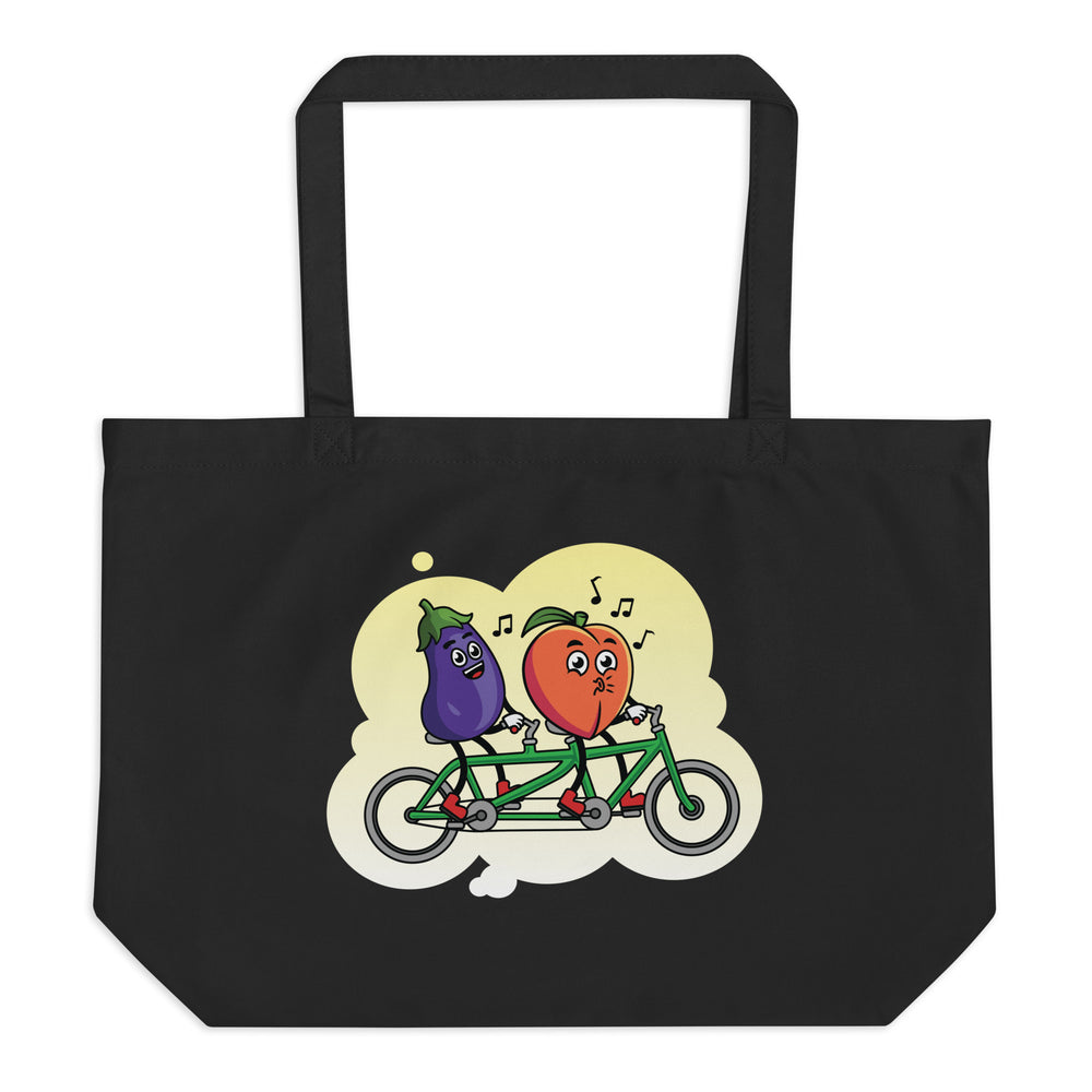 Large Organic Tote Bag Peach & Eggplant