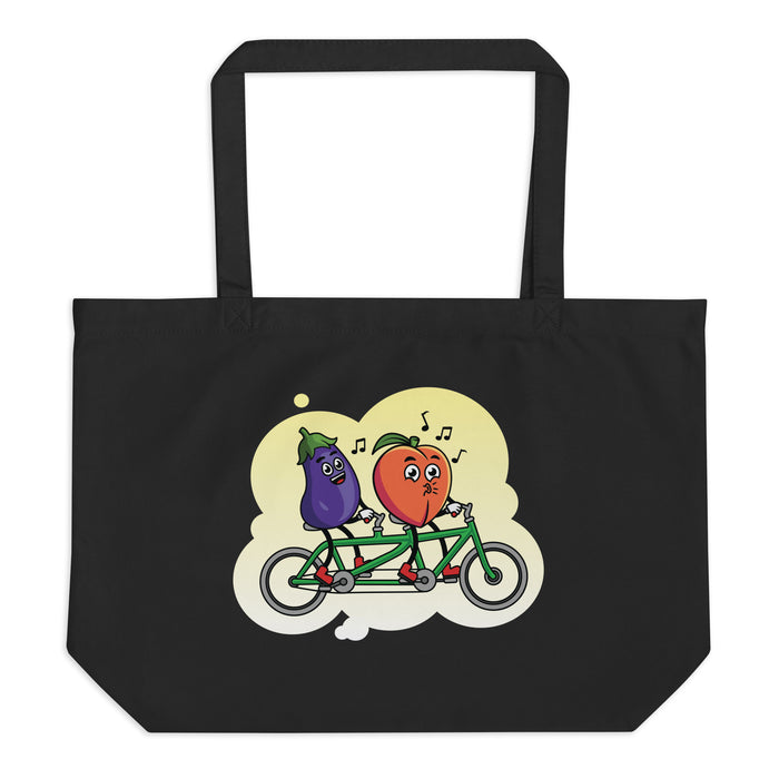 Large Organic Tote Bag Peach & Eggplant