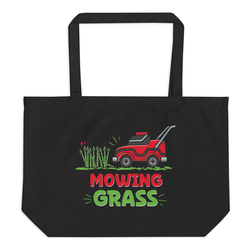 Large Organic Tote Bag Mowing Grass